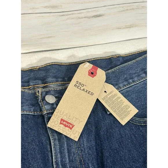NEW NWT! Levi's 550 Relaxed Men's 44 X 30 Tapered Cotton Denim Jeans Dark Blue - Picture 3 of 12